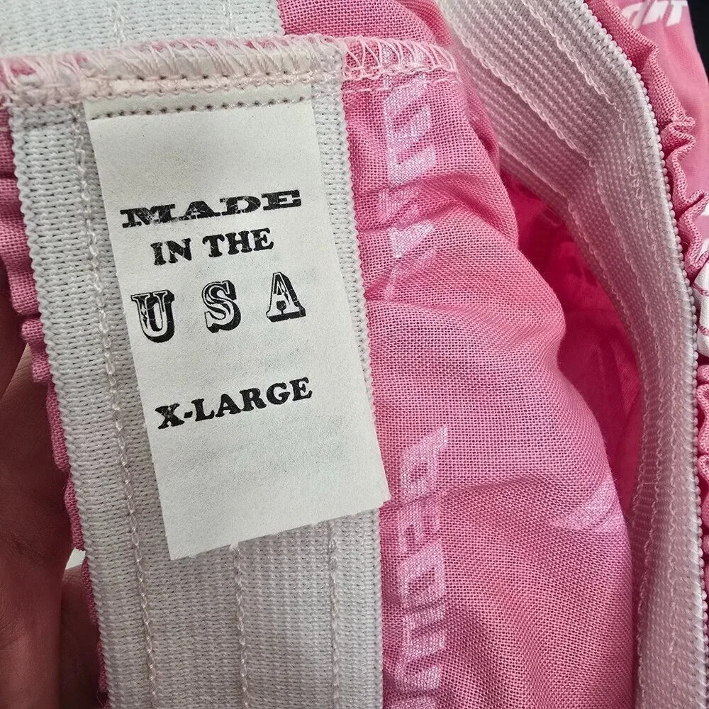 Vintage NWOT Fly Piedmont Airlines Pink White Elastic Shorts Made In USA